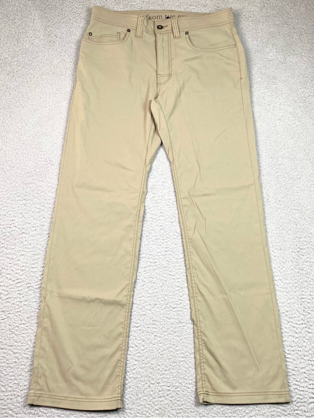 Prana Brion Pants Men's Size 32 x 32 Beige Slim Fit Outdoor Hiking Stretch EUC